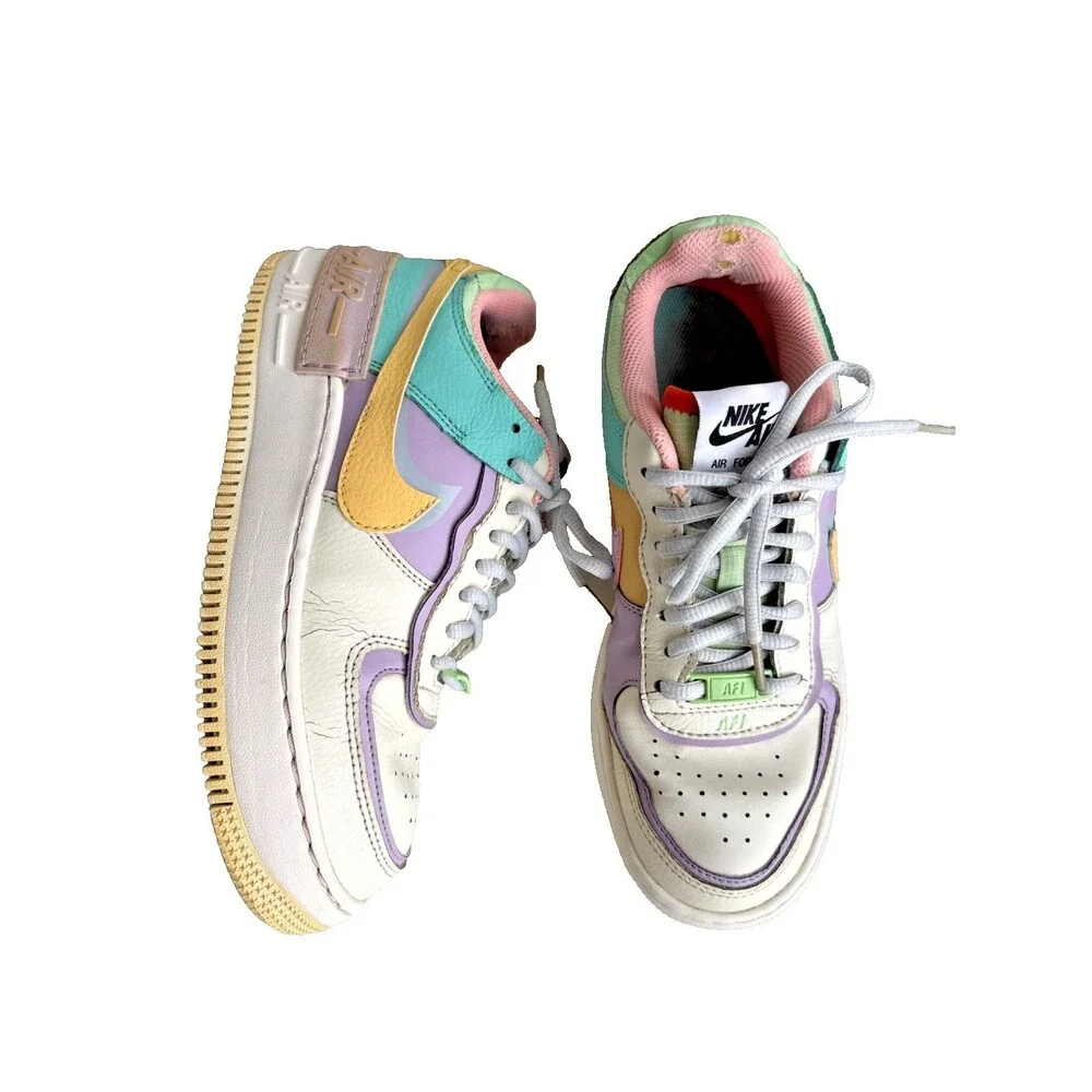 Nike Air Force 1 Shadow Women's Size 7.5 White Pink Mint Multi Color Sneakers